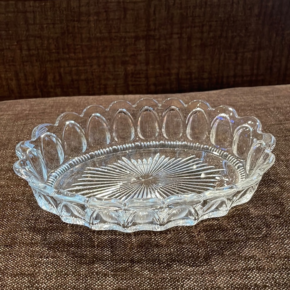 Vintage Pressed Glass Low Edge Bowl